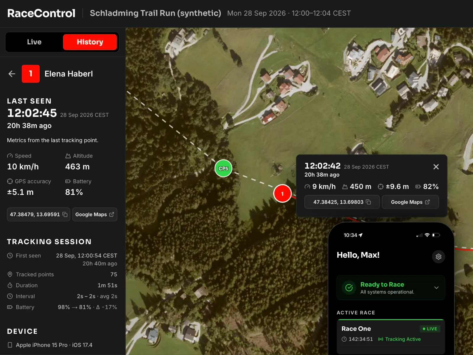 RED RaceControl: Live-Karte für Veranstalter und iPhone-App mit aktivem Tracking